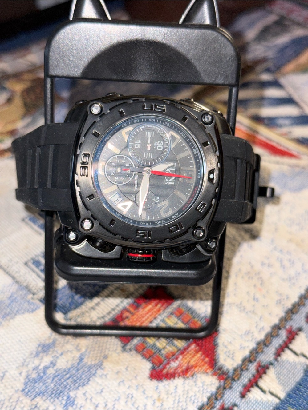 Elini Barokas Men's Black Sport Chronograph Watch - Rugged Silicone Strap
